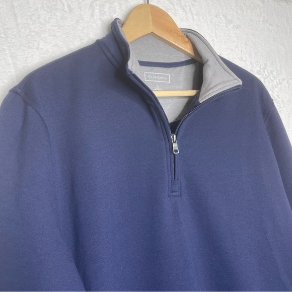 New Club Room Men’s Quarter Zip Classic Navy Grey Size Large NWT - Picture 7 of 8
